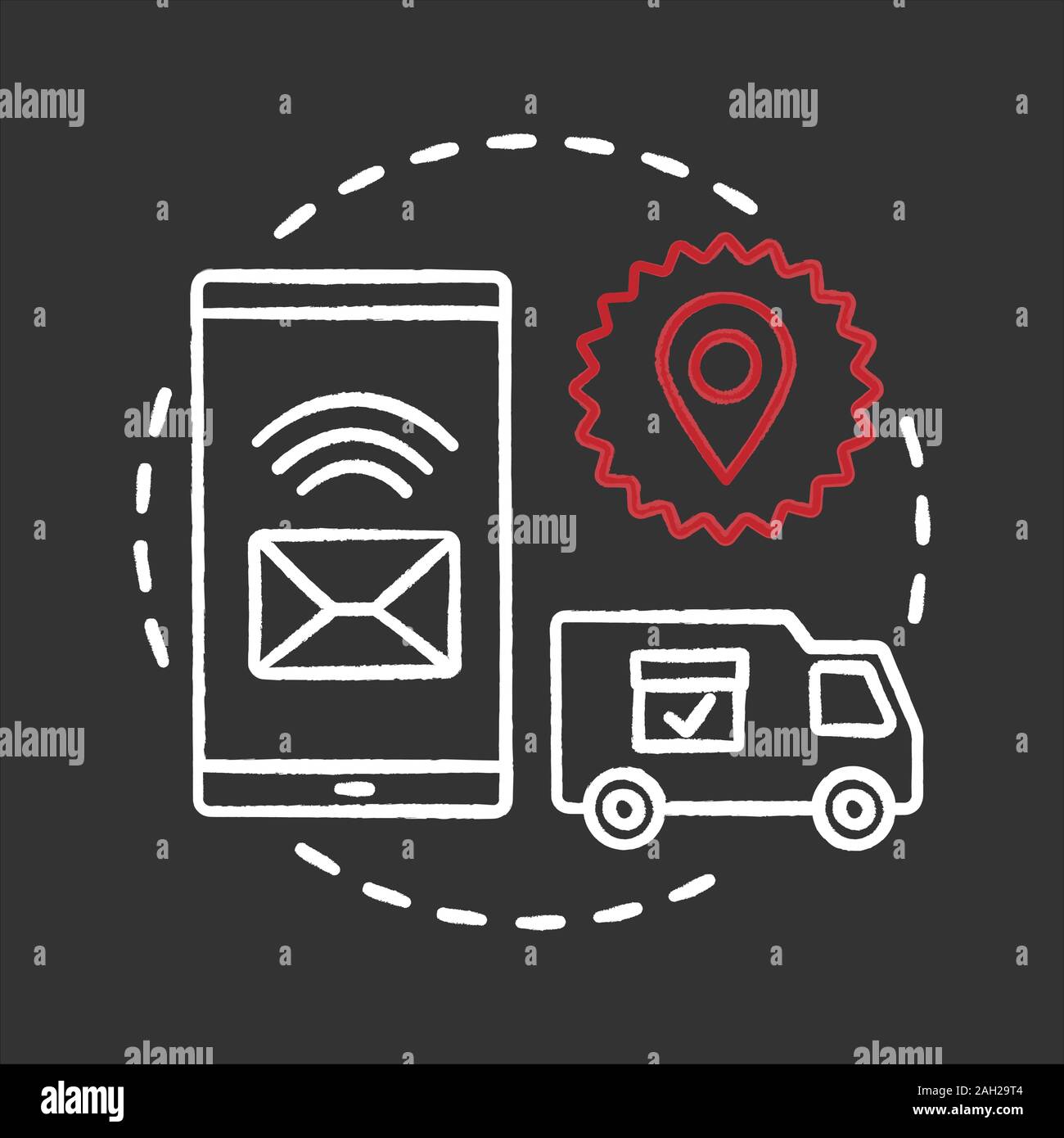 Delivery waiting chalk concept icon. Parcel tracking. Shipping service