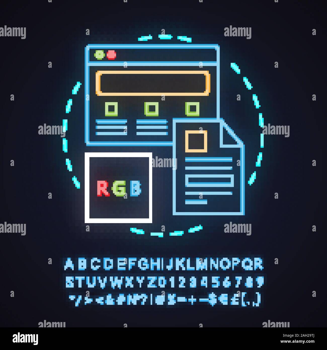 Web design neon light concept icon. Internet surfing idea. Webpage ...