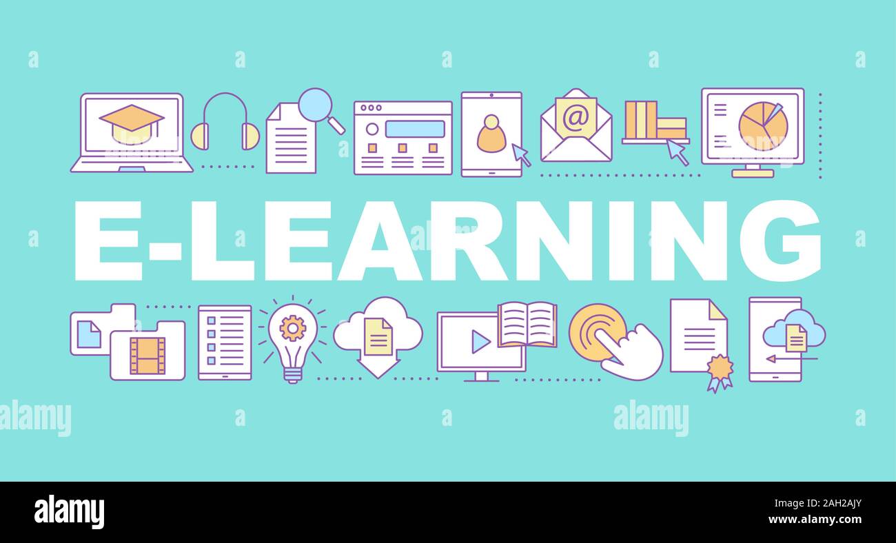 E-learning word concepts banner. Digital education. Internet surfing ...