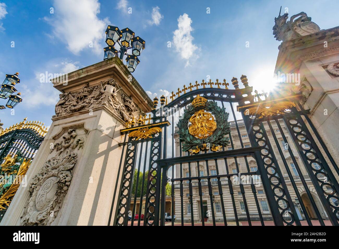 Entry of the Buckingham Palace, London. The official residence of Queen Elizabeth II, England