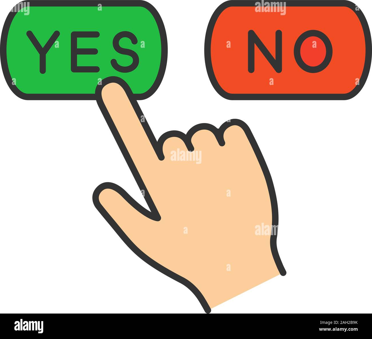 Yes Or No Click Color Icon Accept And Decline Buttons Hand Pressing Button Isolated Vector Illustration Stock Vector Image Art Alamy