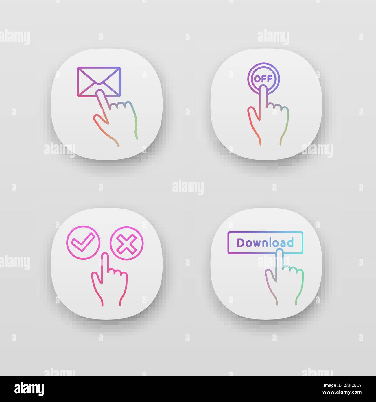 Click app icons set. Message, accept and decline, turn off, download ...