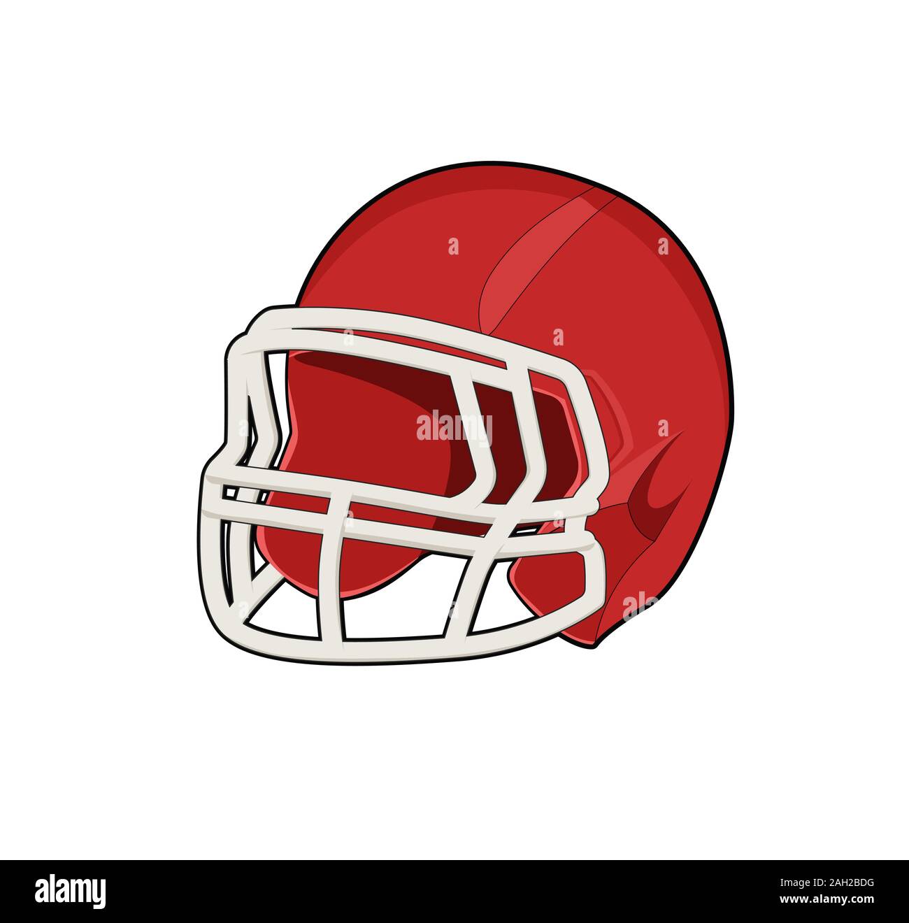 American football helmet. Red. Rugby protection equipment. Isolated