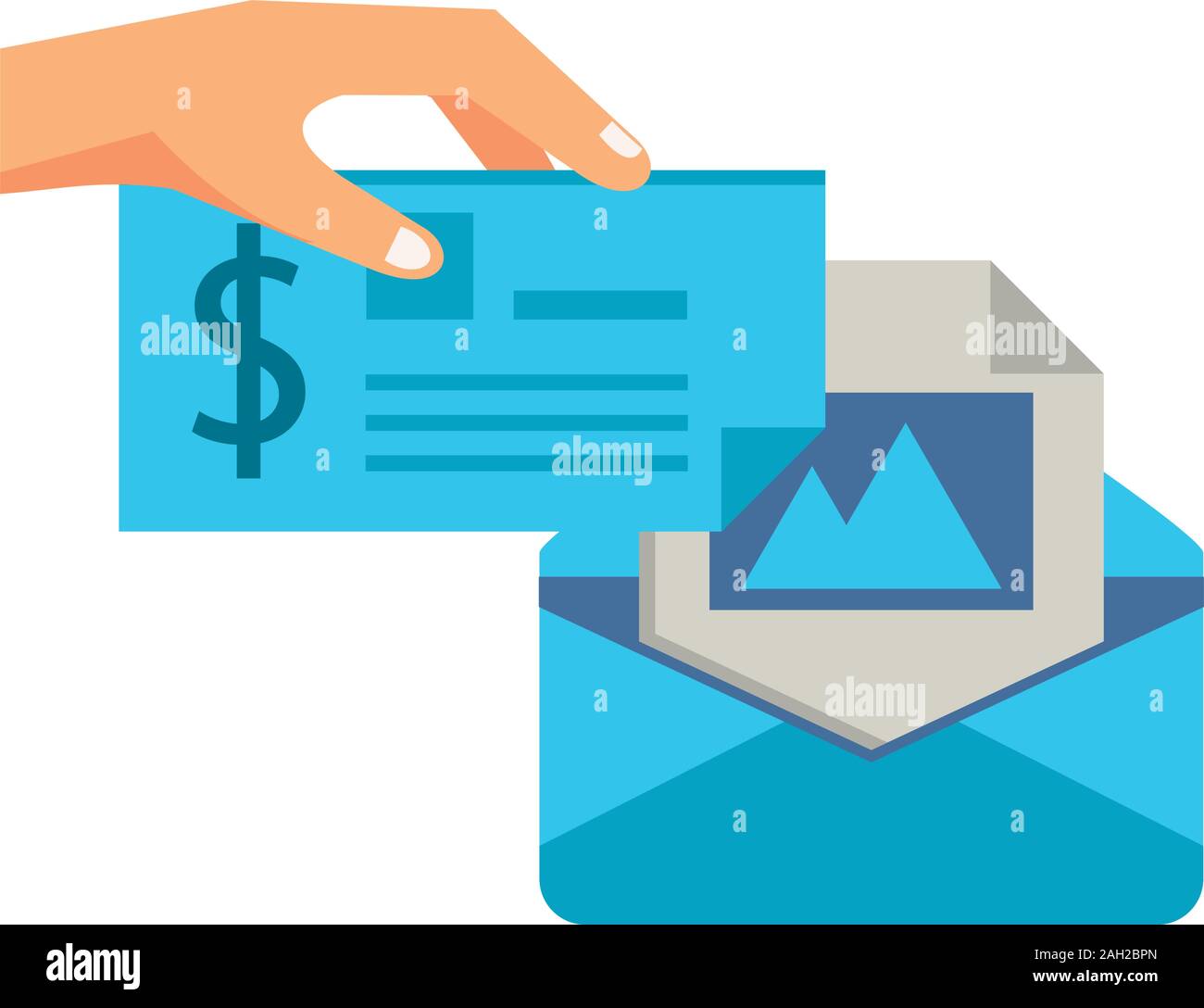 hand with check banknote paper Stock Vector Image & Art - Alamy