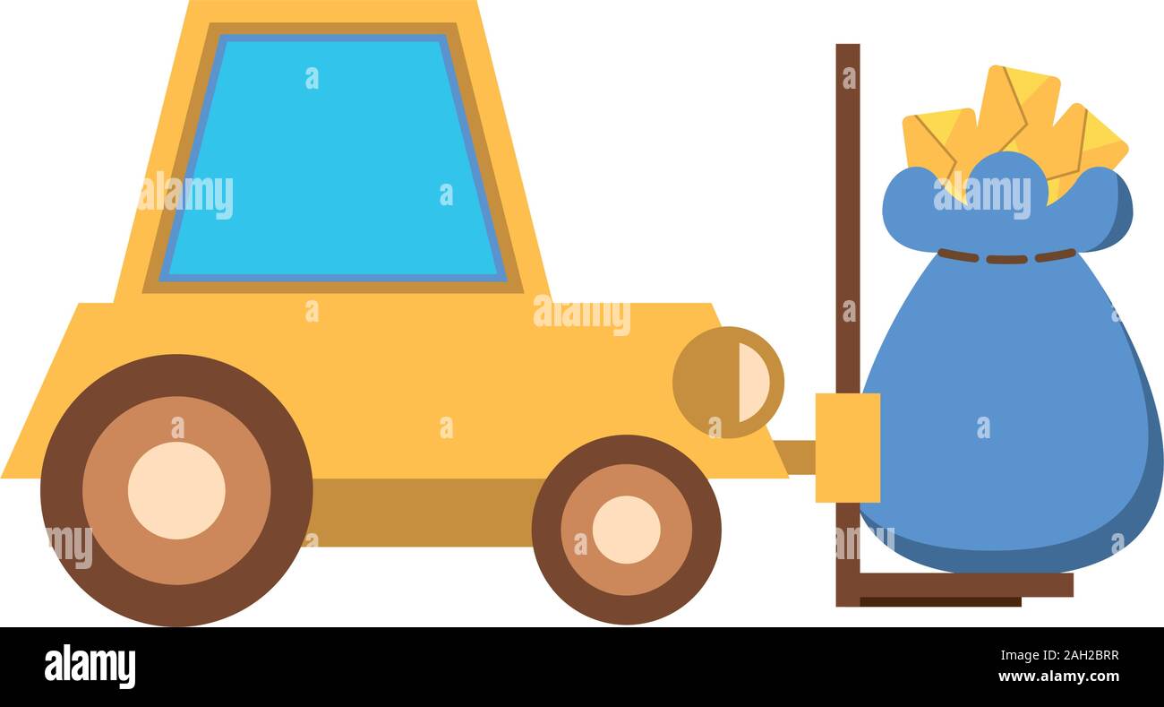 forklift vehicle service with mailbag Stock Vector