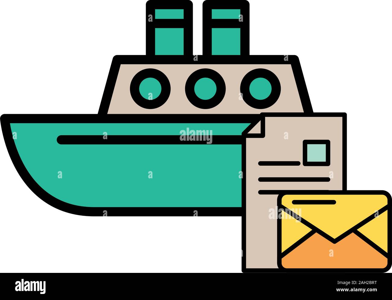envelope mail with ship boat Stock Vector Image & Art Alamy