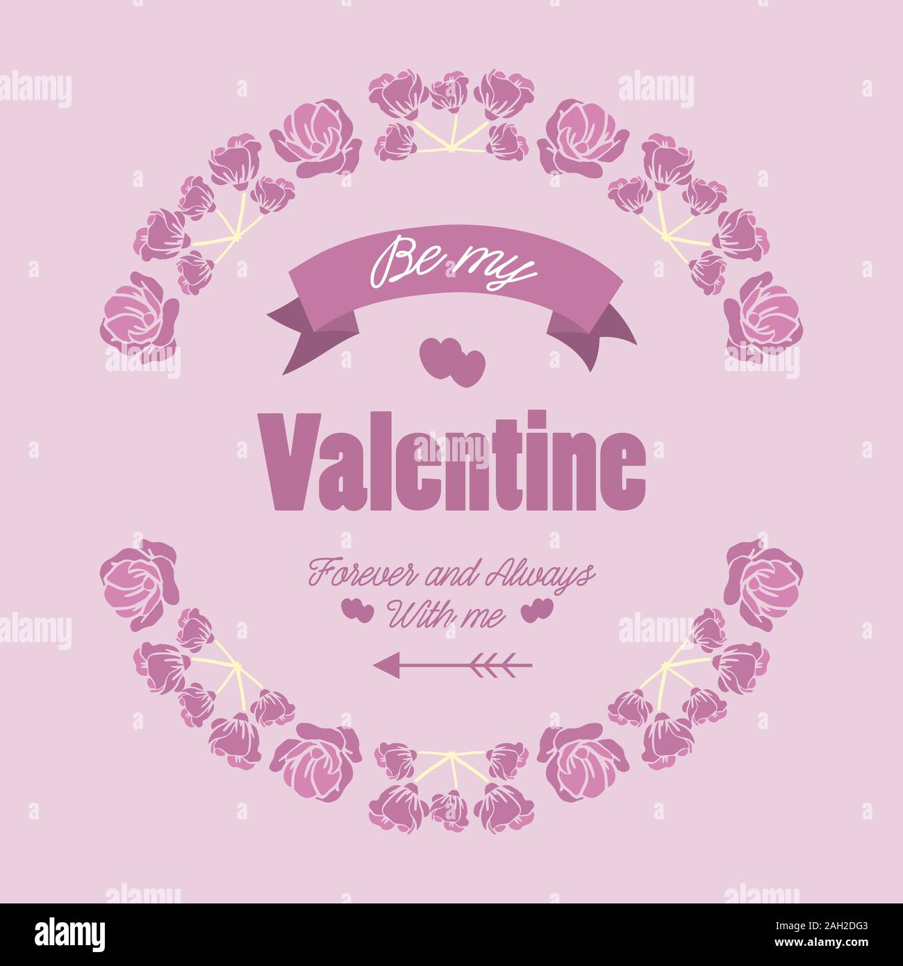 Elegant pink floral frame design, for greeting card happy valentine ...