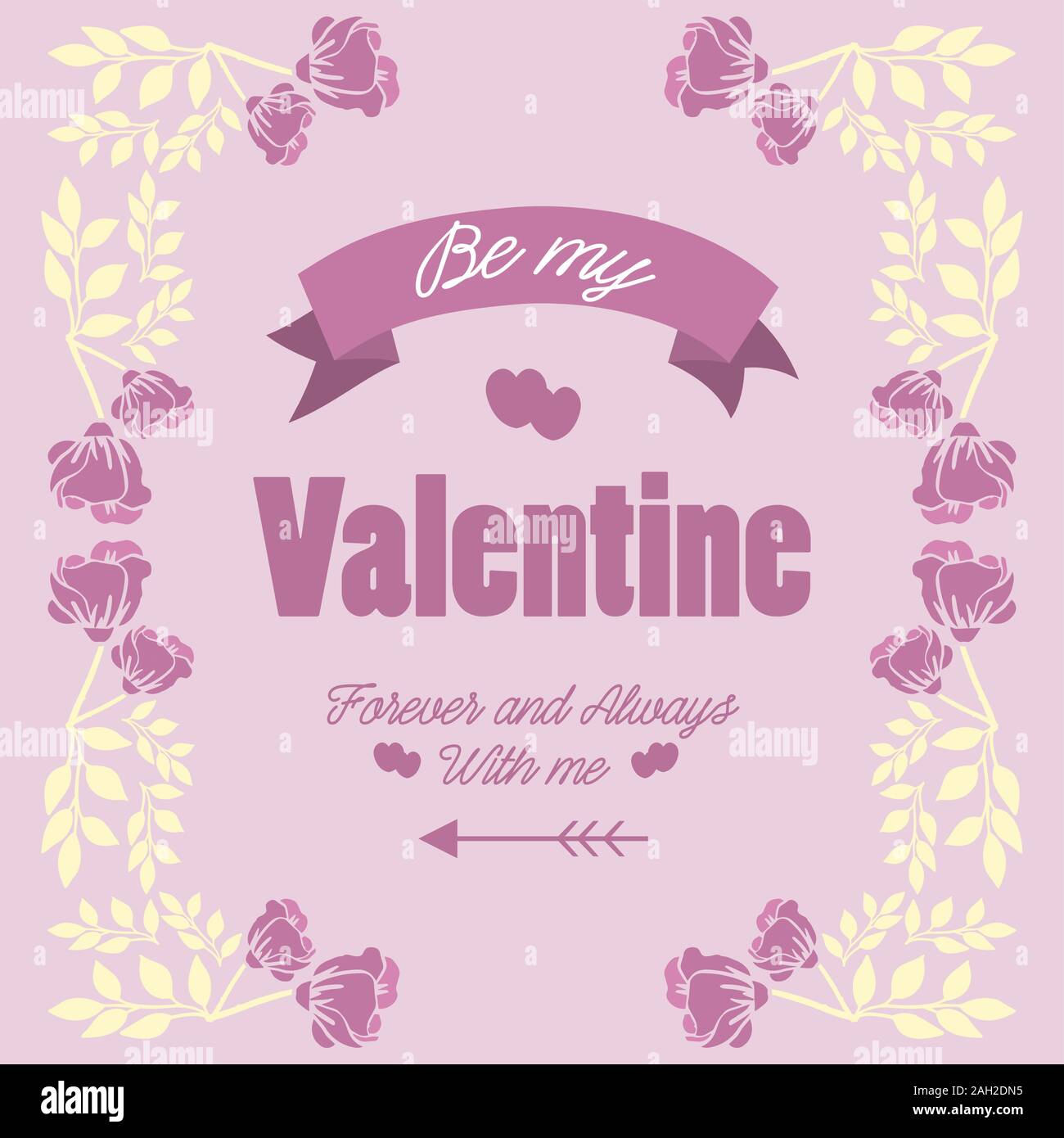 Greeting card happy valentine, with elegant pink and white floral frame ...
