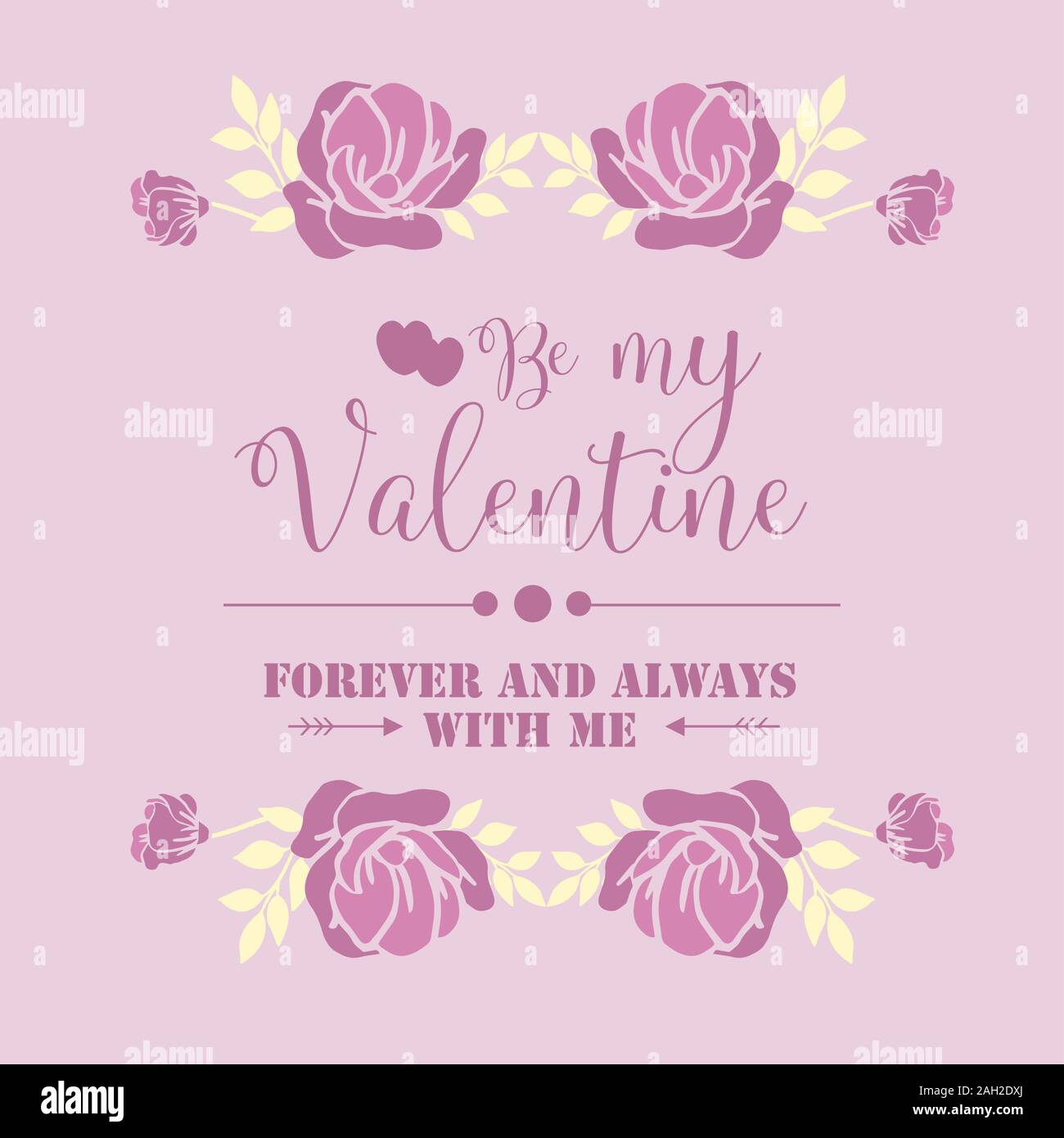 Decoration of greeting card happy valentine, with pink and white floral ...