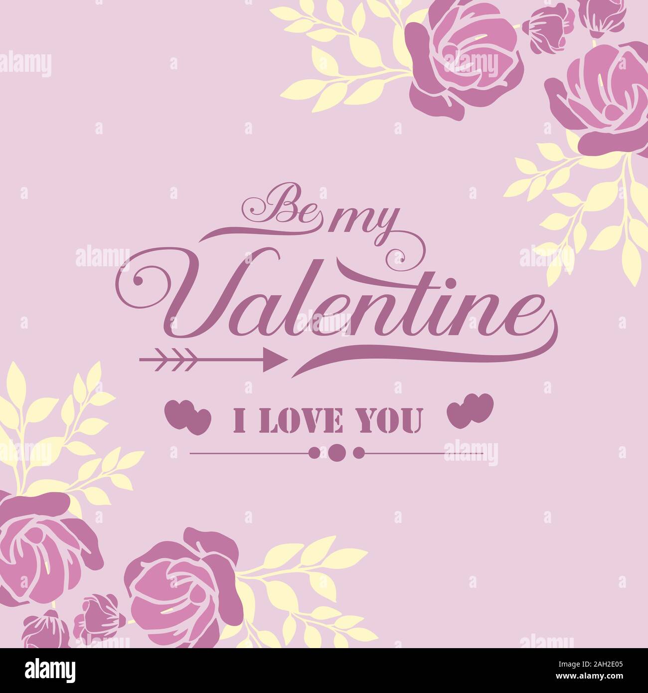 Card template happy valentine, with decoration of pink and white floral ...