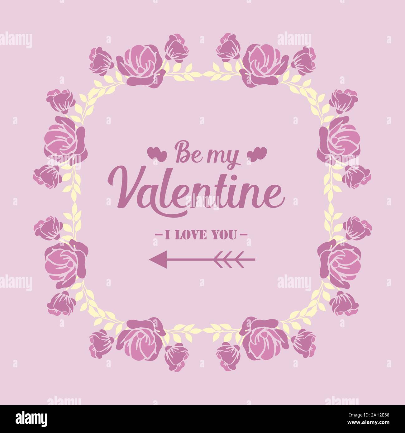 Card design elegant happy valentine, with pink and white floral frame ...