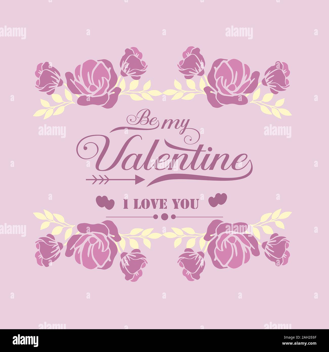 Card design elegant happy valentine, with pink and white floral frame ...
