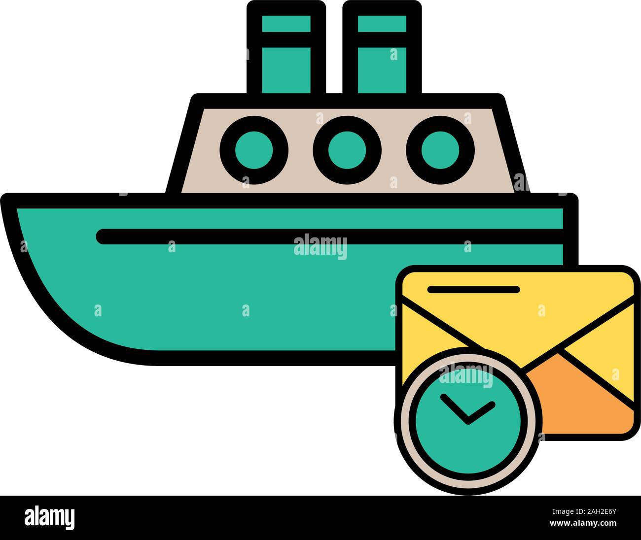 envelope mail with ship boat Stock Vector Image & Art Alamy