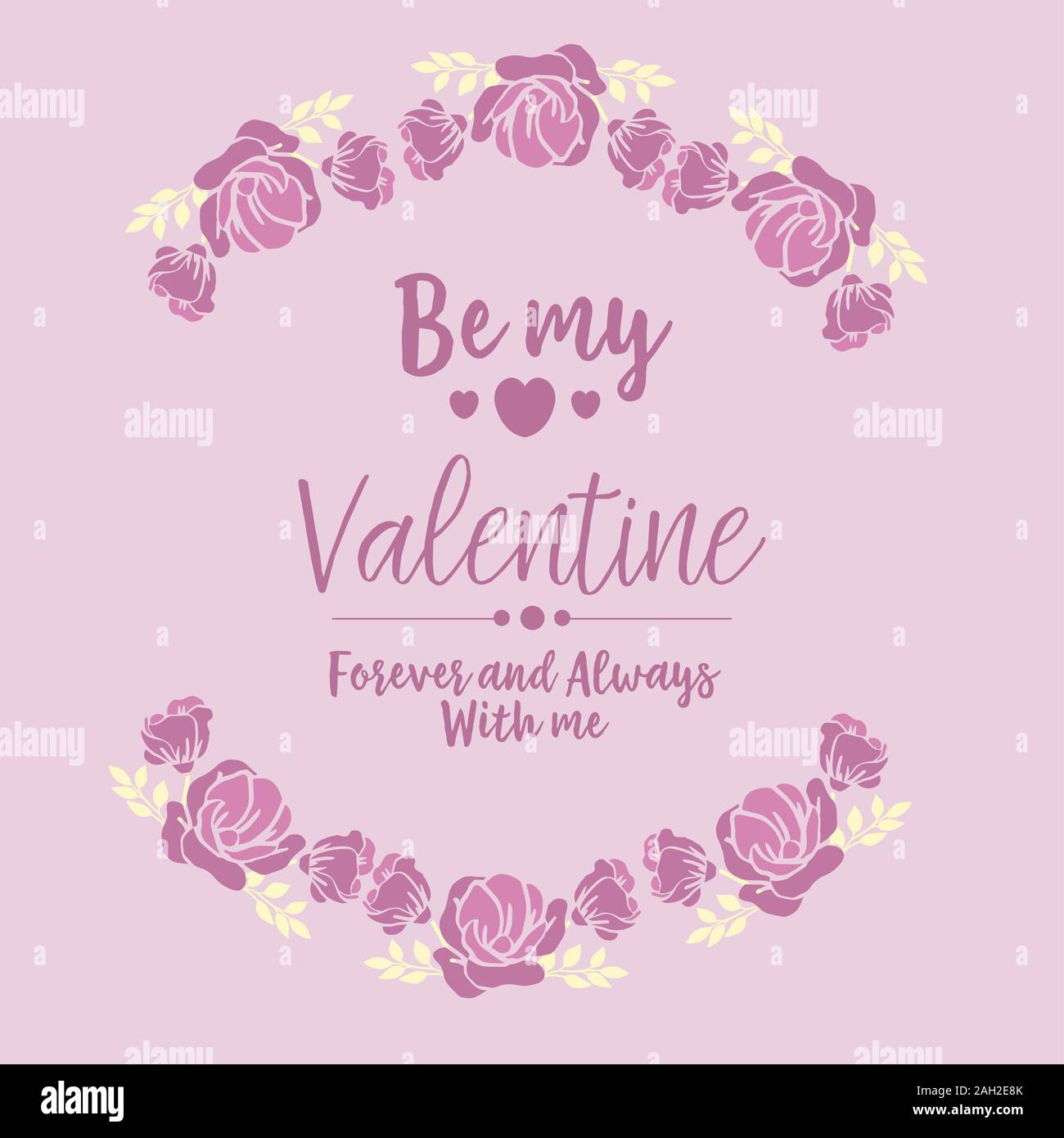 Invitation card decor happy valentine, with pink wreath frame elegant ...