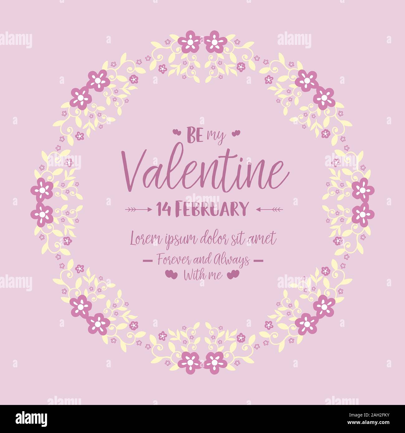 Design pink and white floral frame elegant, for greeting card happy ...