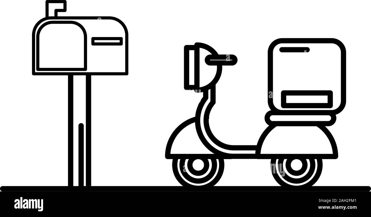 motorcycle vehicle with box packing postal service Stock Vector Image