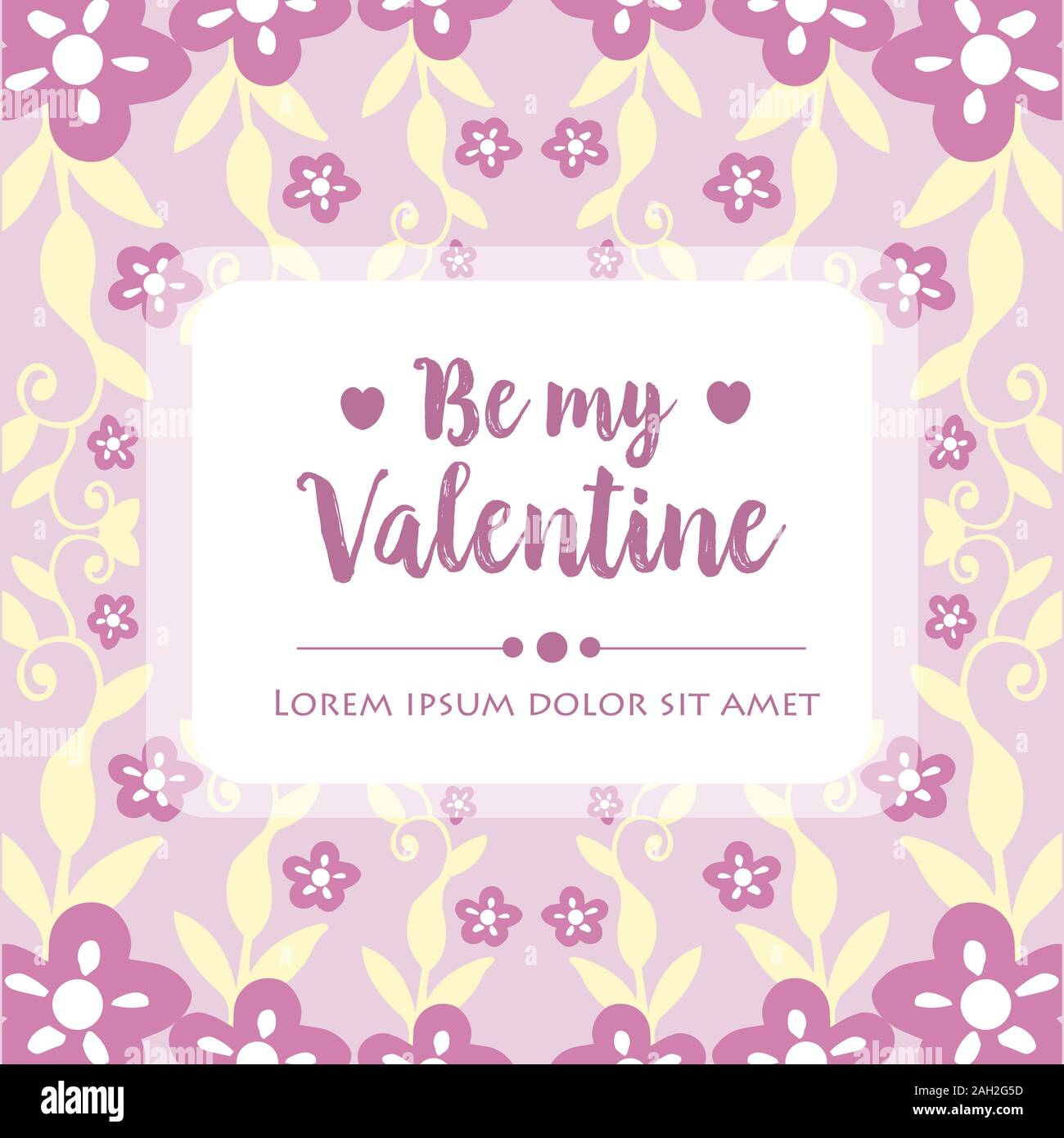 Design greeting card happy valentine elegant, with pink wreath frame ...