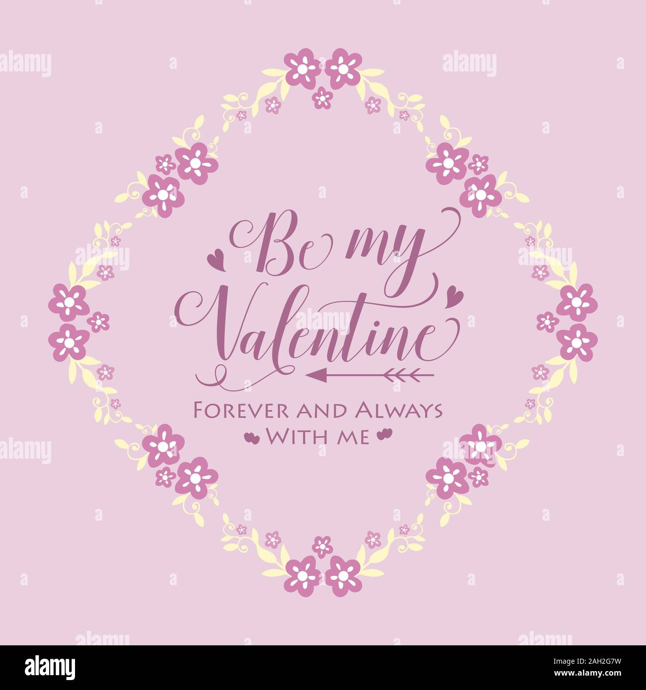 Design greeting card happy valentine elegant, with pink wreath frame ...