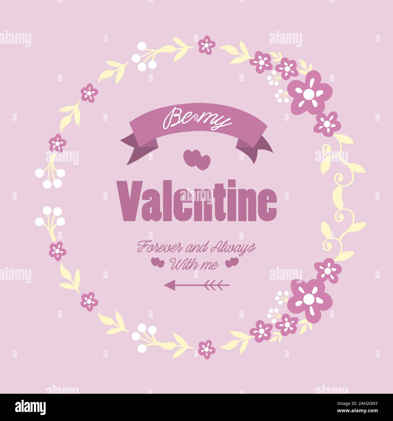 Card template happy valentine elegant, with pink and white wreath frame ...