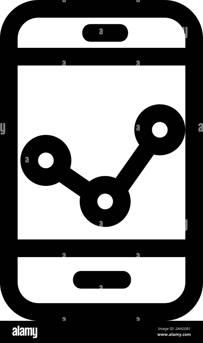 graphics on the mobile phone icon vector. Isolated contour symbol ...