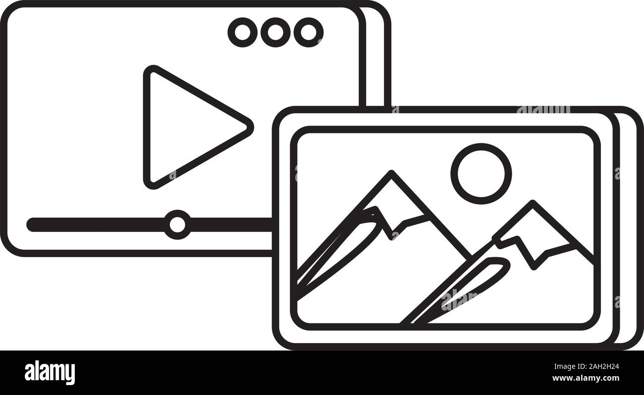 media player template with play button and picture Stock Vector Image ...