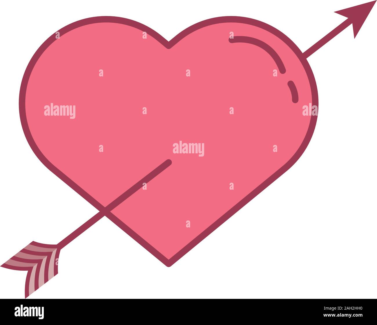 happy valentines day heart with arrow crossed Stock Vector Image & Art ...