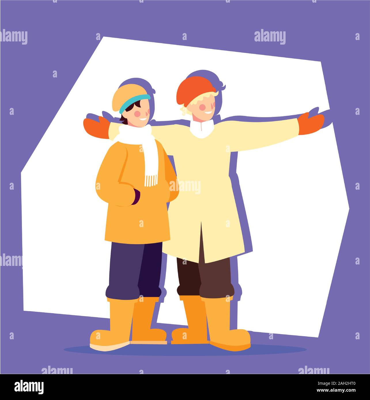 scene of men with winter clothes vector illustration design Stock ...