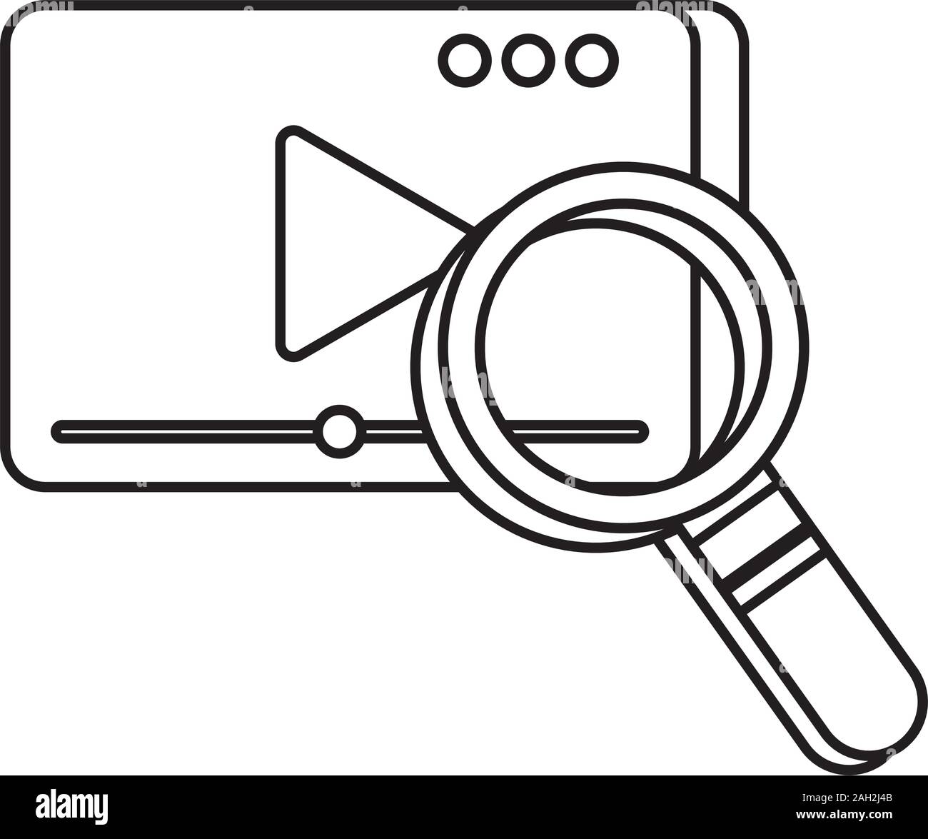 media player template with play button and magnifying glass Stock ...