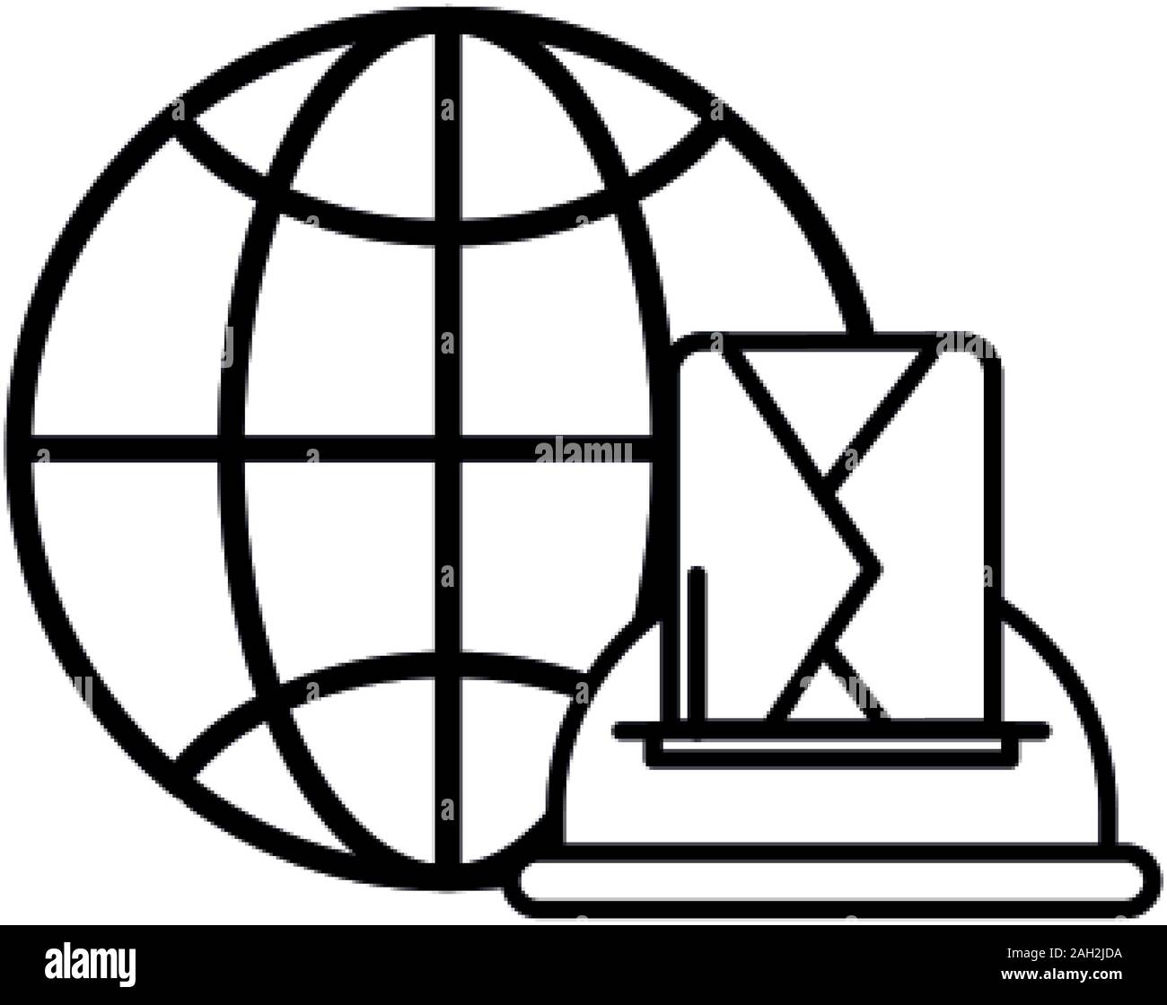 sphere planet browser with postal service Stock Vector