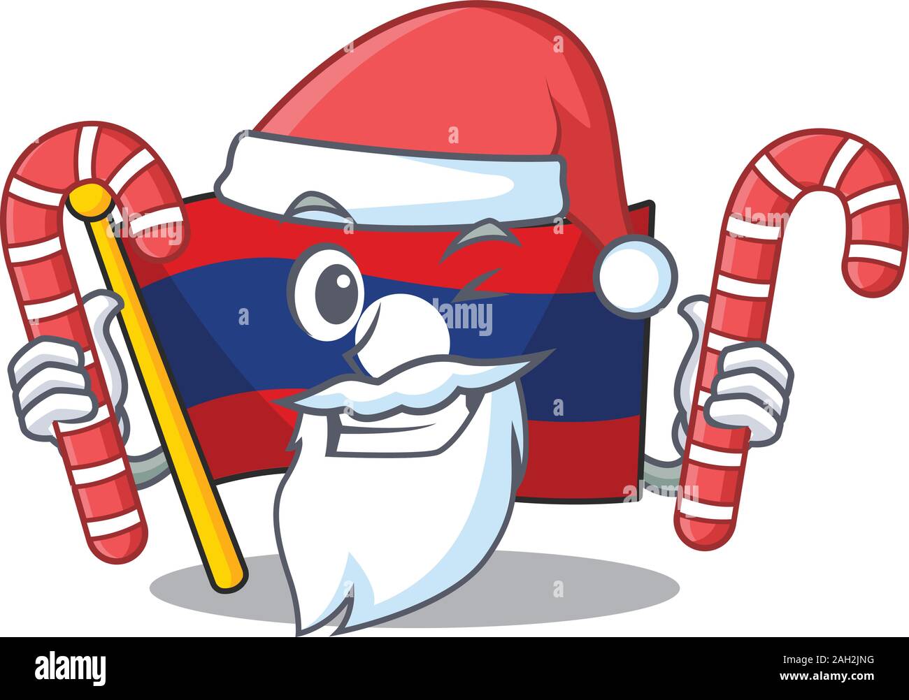 Happy flag laos Scroll Cartoon character in Santa with candy Stock Vector