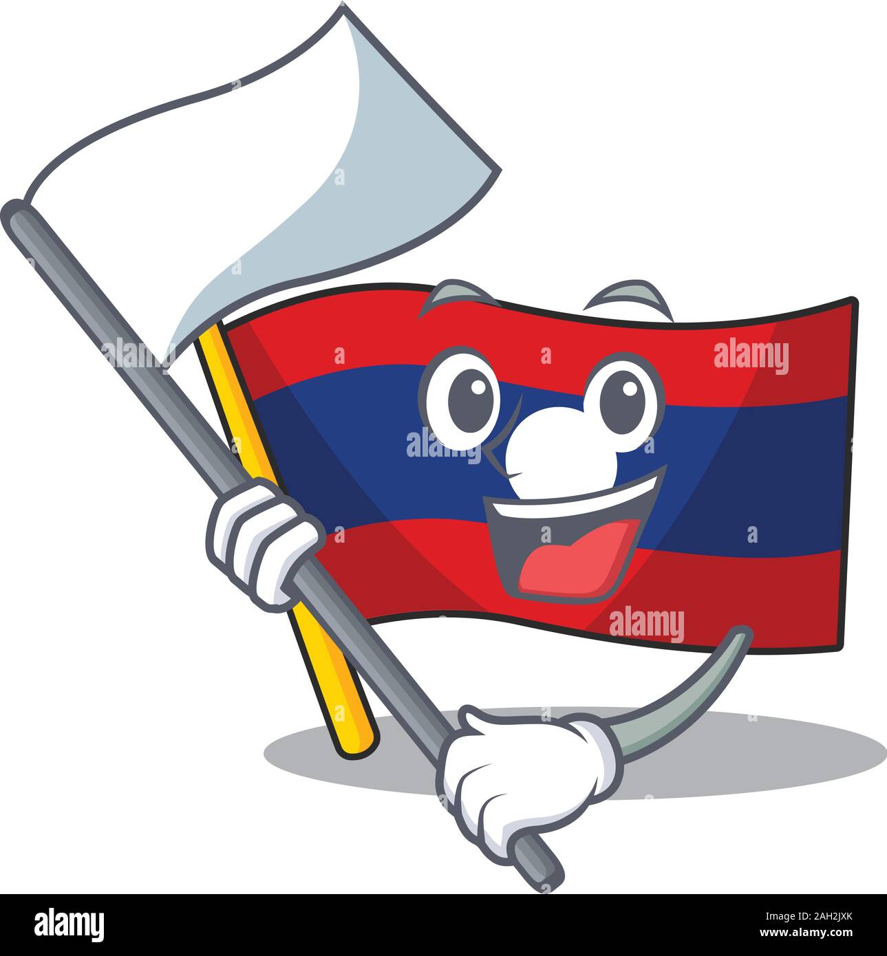 cute flag laos Scroll cartoon character style with standing flag Stock Vector