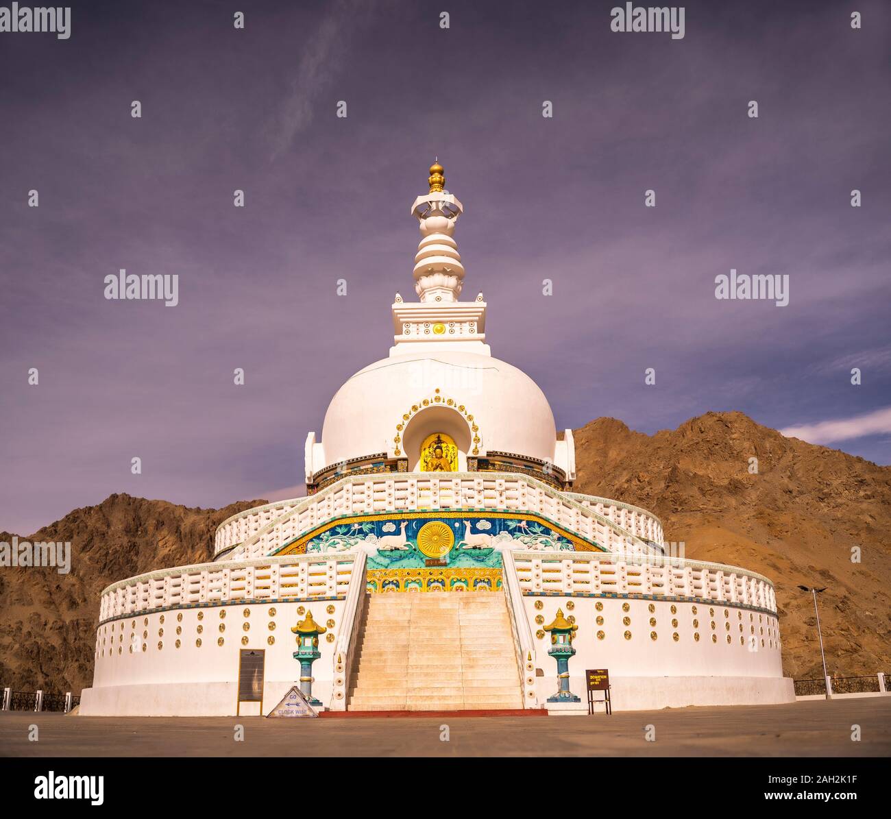 Leh city and Leh Palace, Leh - Ladakh, Jammu and Kashmir, India. Beautiful Landscape Stock Photo