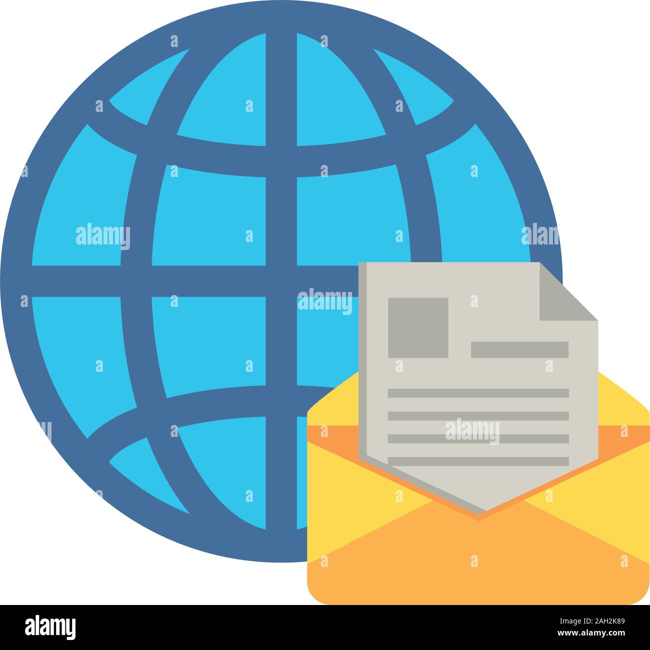 sphere planet browser with postal service Stock Vector