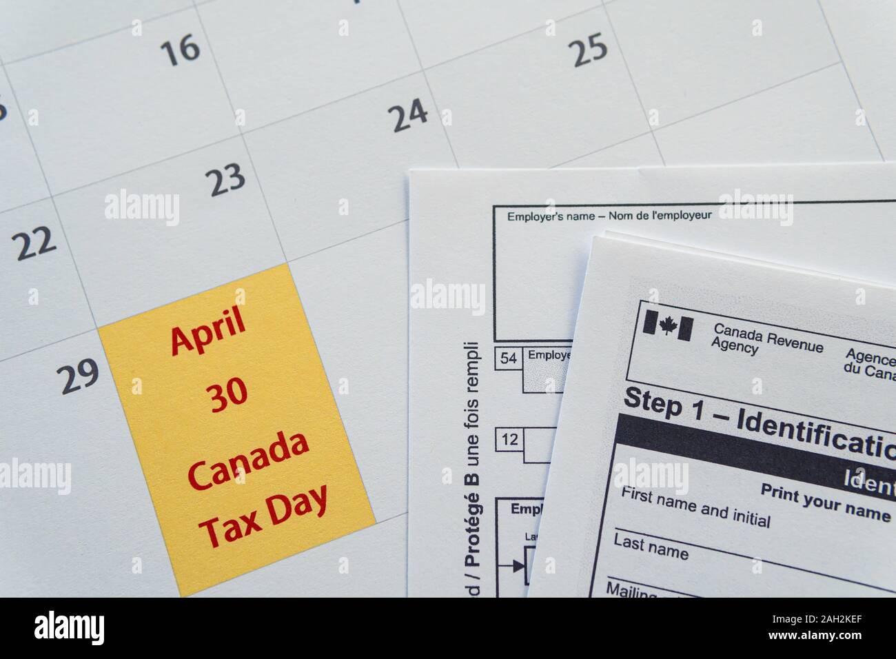 April 30 - Canada Tax Day . Deadline to sub,it Personal Income Tax Returns  Stock Photo - Alamy