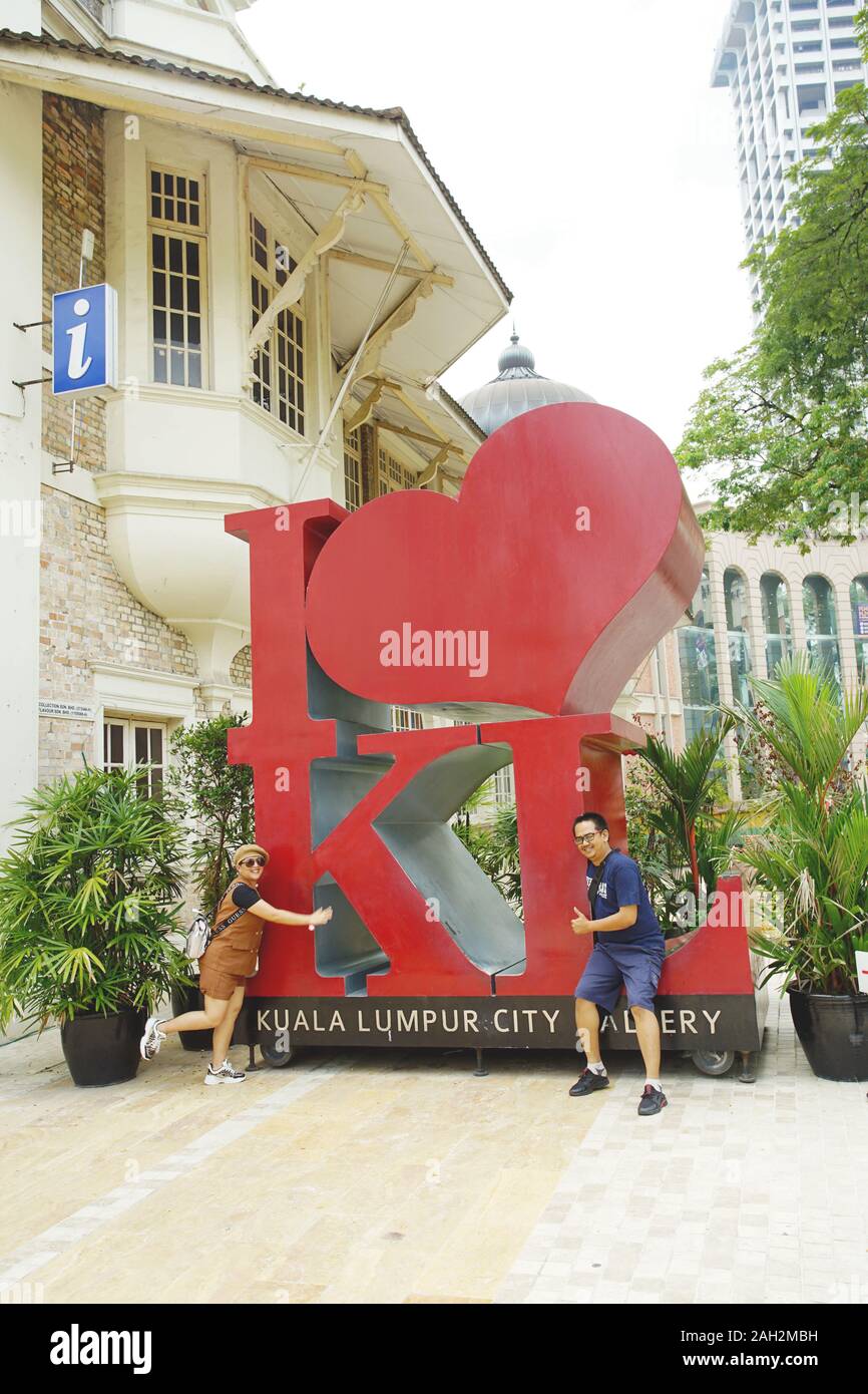 Kuala Lumpur, Malaysia - November 7, 2019: I Love KL Statue is in front of the Kuala Lumpur City Gallery. This is the famous check in point of Kuala L Stock Photo