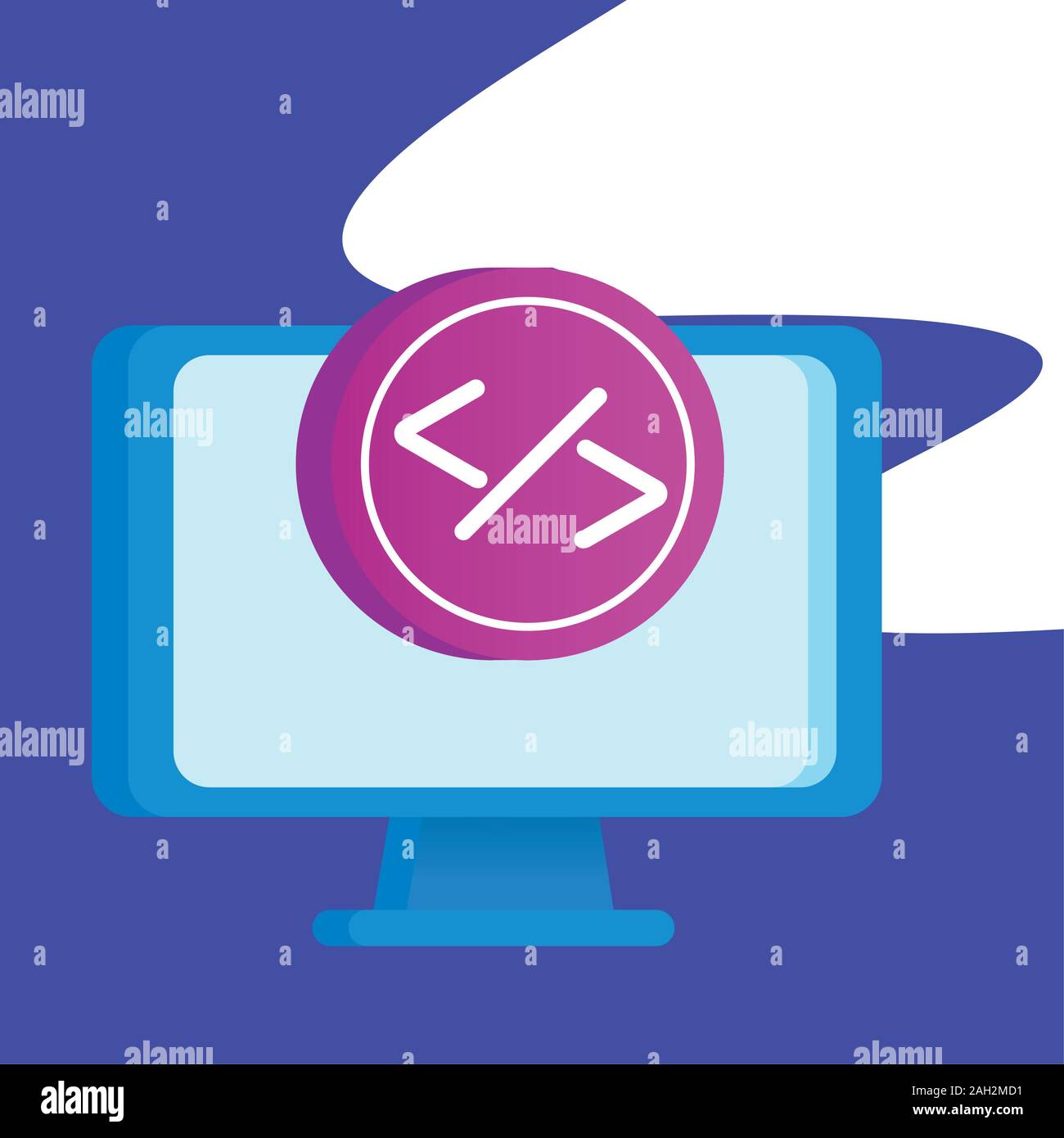 desktop computer display with program button Stock Vector Image & Art ...