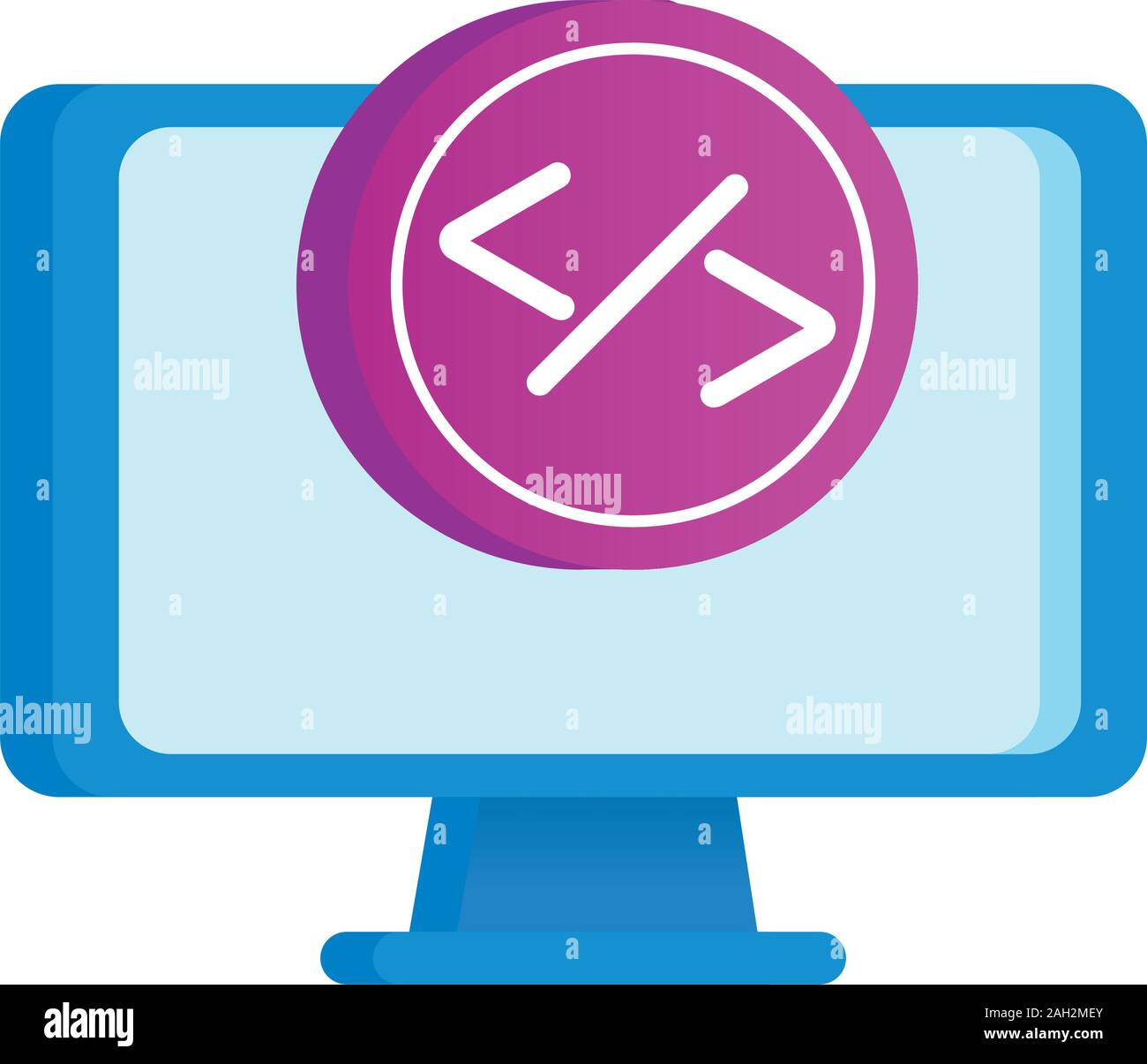 desktop computer display with program button Stock Vector Image & Art ...