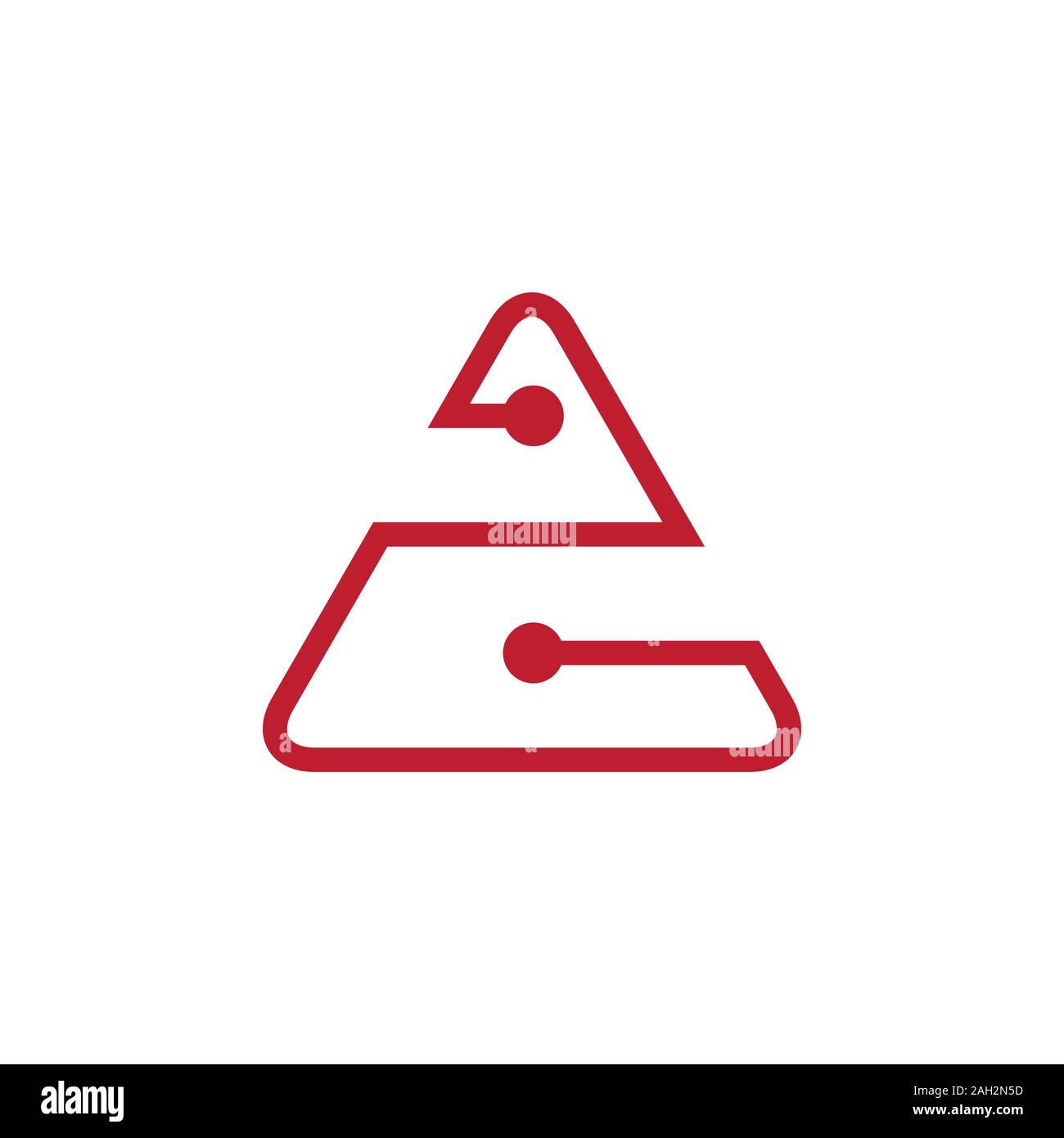triangle linked dots line logo vector Stock Vector