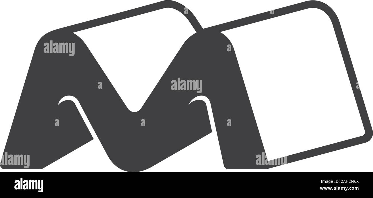 letter m 3d tunnel shape symbol logo vector Stock Vector