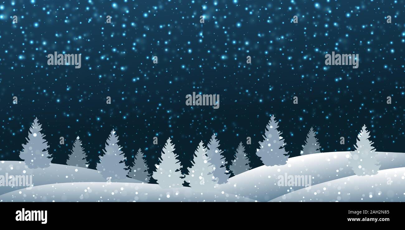 Winter Forest Landscape Snowy Night Coniferous Forest Weekend Stock Vector Image Art Alamy