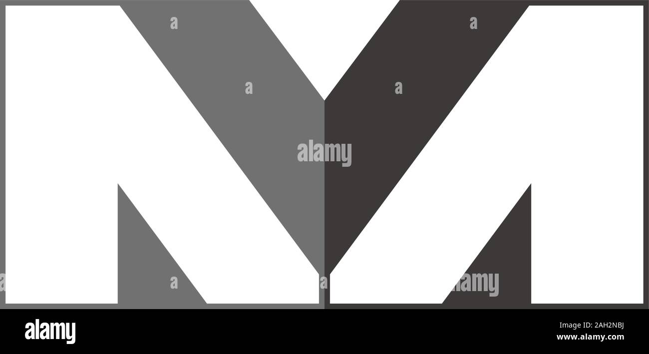 letter vm simple geometric 3d shadow logo vector Stock Vector