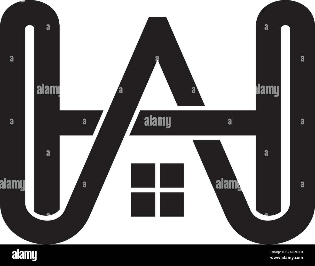 letter hw linked home symbol logo vector Stock Vector
