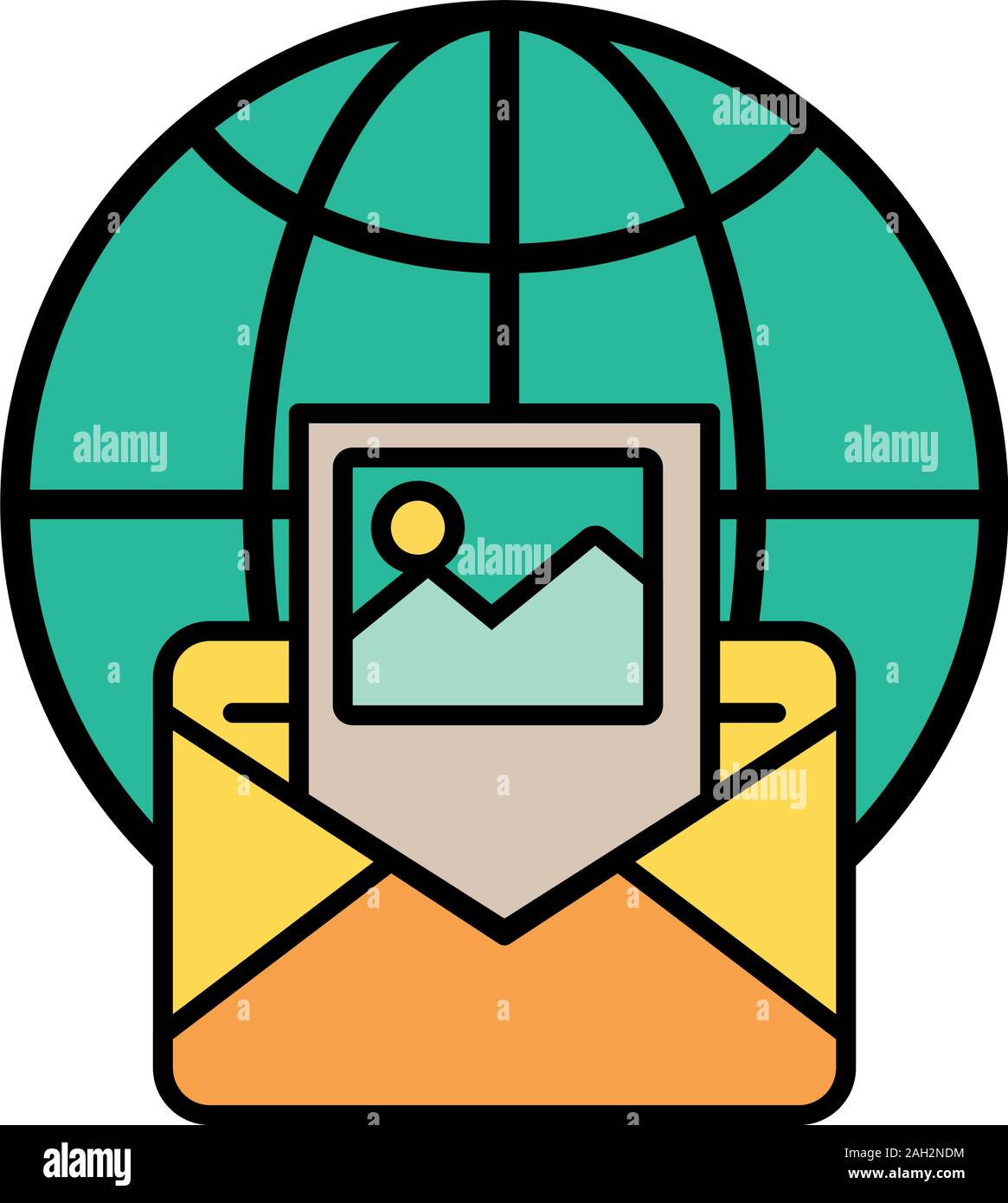 sphere planet browser with postal service Stock Vector