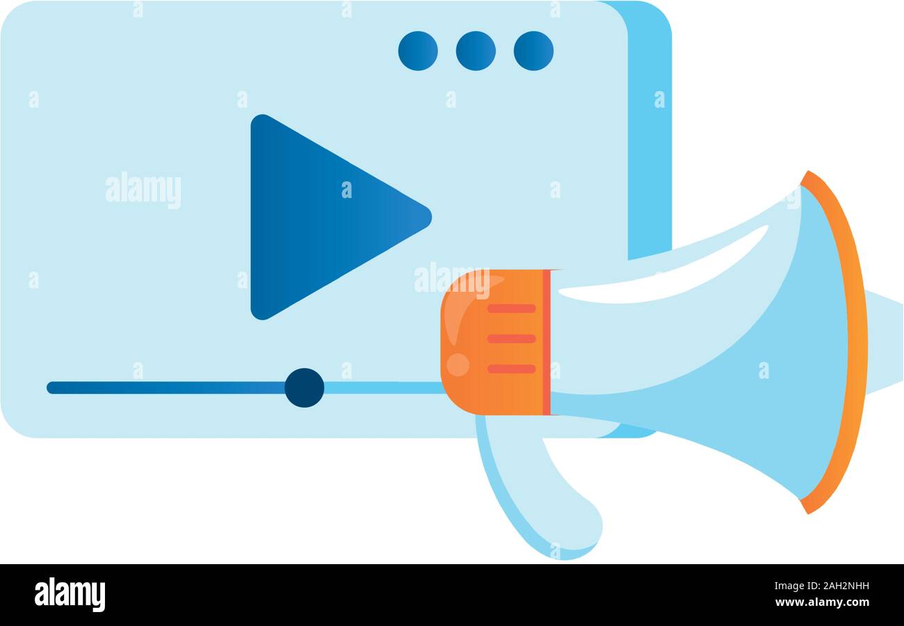 media player template with play button and megaphone Stock Vector Image ...