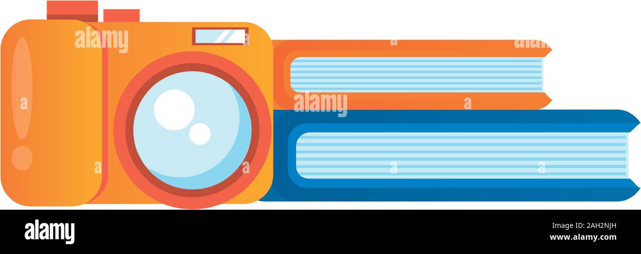 camera photographic with books icons Stock Vector Image & Art - Alamy