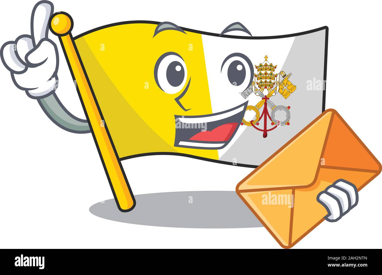Happy face flag vatican city Scroll mascot design with envelope Stock