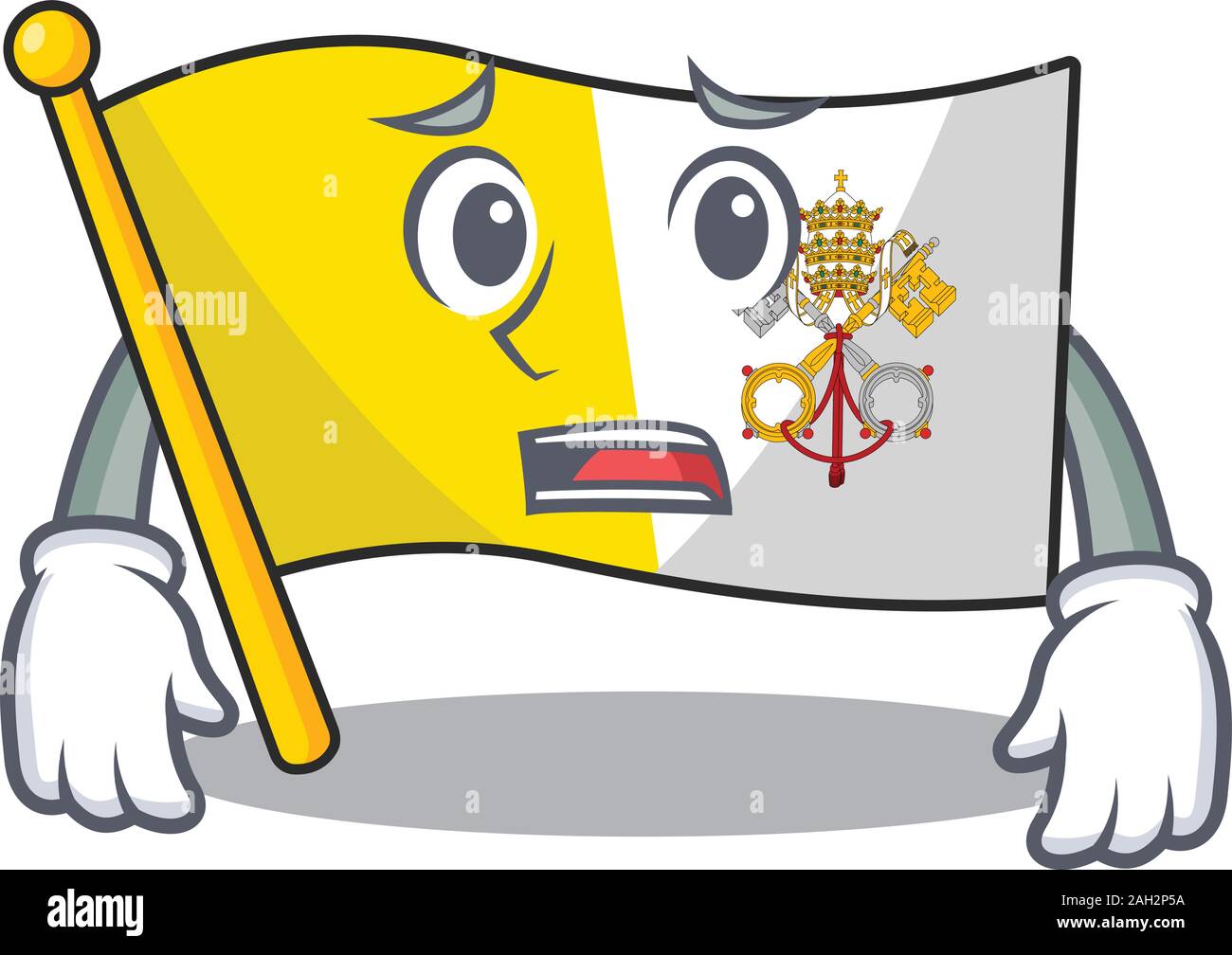 mascot of flag vatican city Scroll showing afraid look face Stock