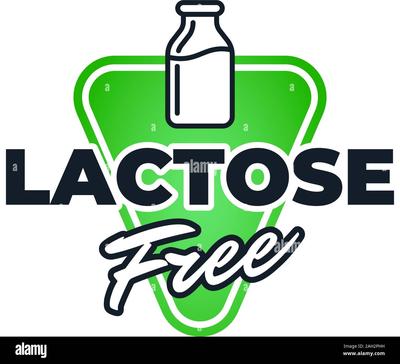 Lactose free green label for diet control icon. Vegetarian ingredient organic healthy dairy food badge. Vector natural no milk eco product symbol eps illustration Stock Vector