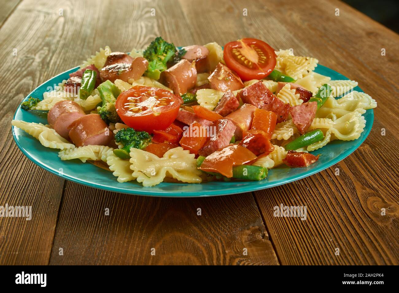 Smoked Sausage Noodle StirFry clodse up Stock Photo Alamy