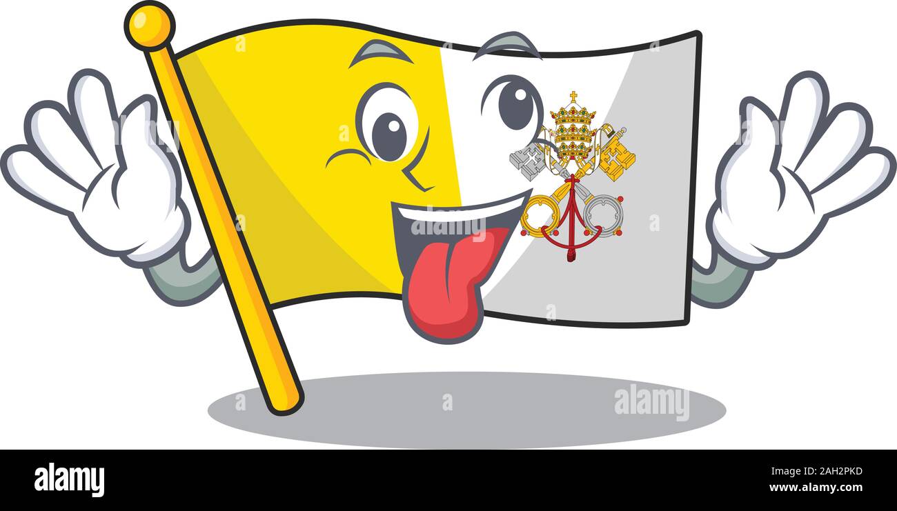Mascot of crazy face flag vatican city Scroll Cartoon character style